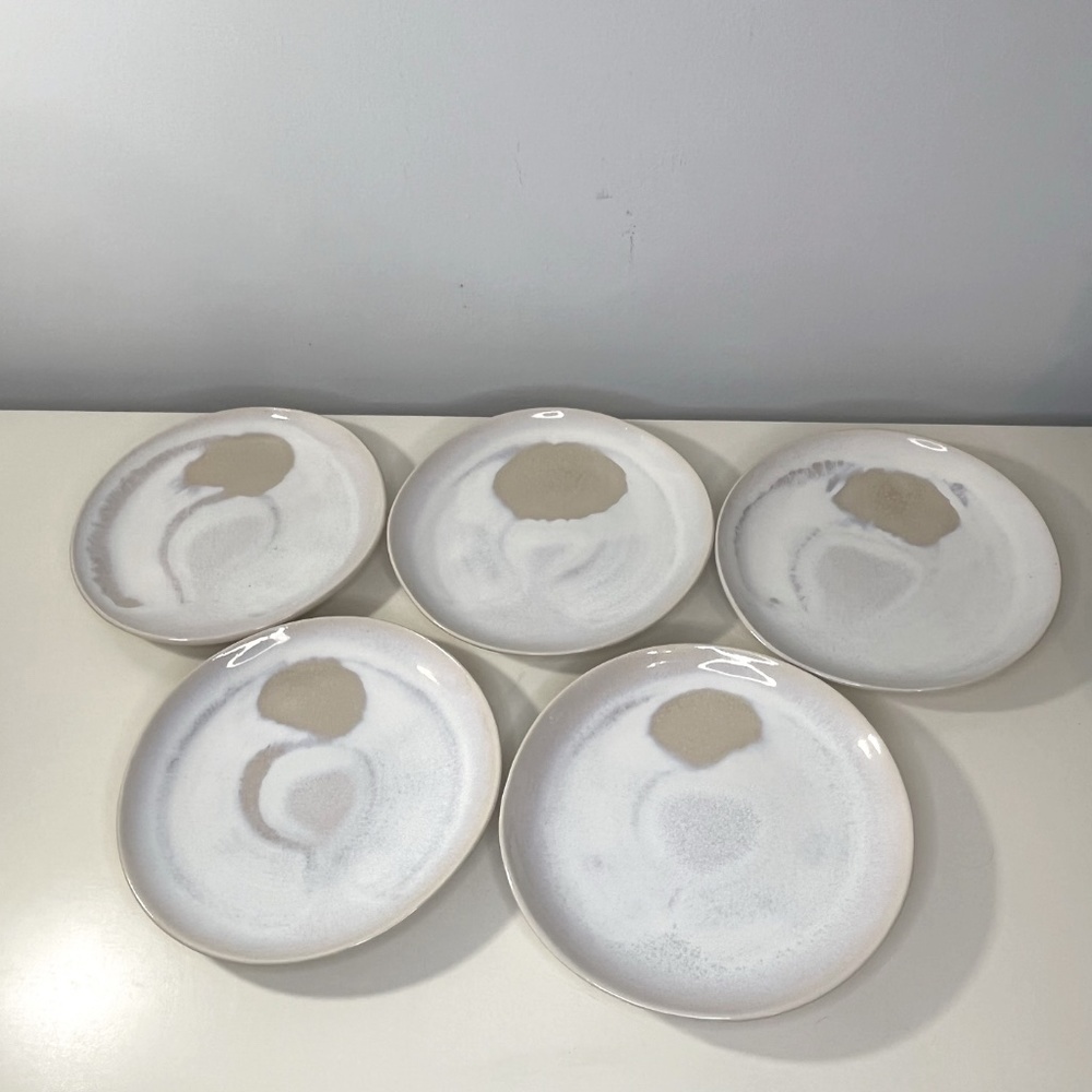 Set of 5 Anthropologie Mineral Coupe 8.25” Salad/Dessert Plates